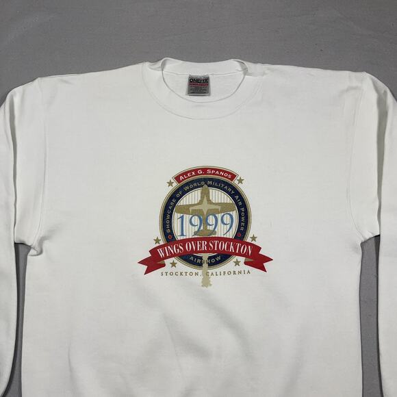 VTG Sweatshirt Large Showcase of World Military 1999 WINGS OVER STOCKTON CA - Picture 2 of 10